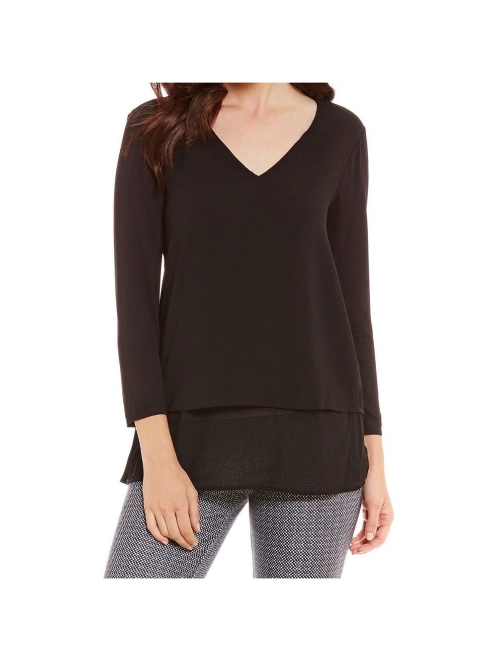 MICHAEL KORS women's black layered mixed material long sleeve Size medium